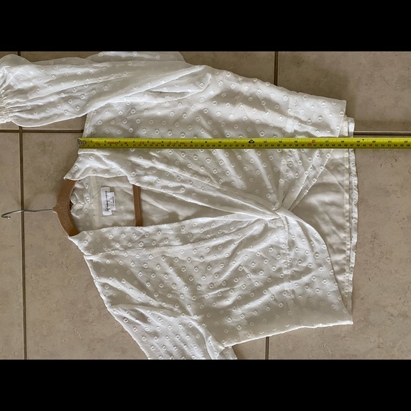 Lovers + Friends White Dotted Long Sleeve Flouncy Top Size M 🌿A6 - Picture 10 of 10